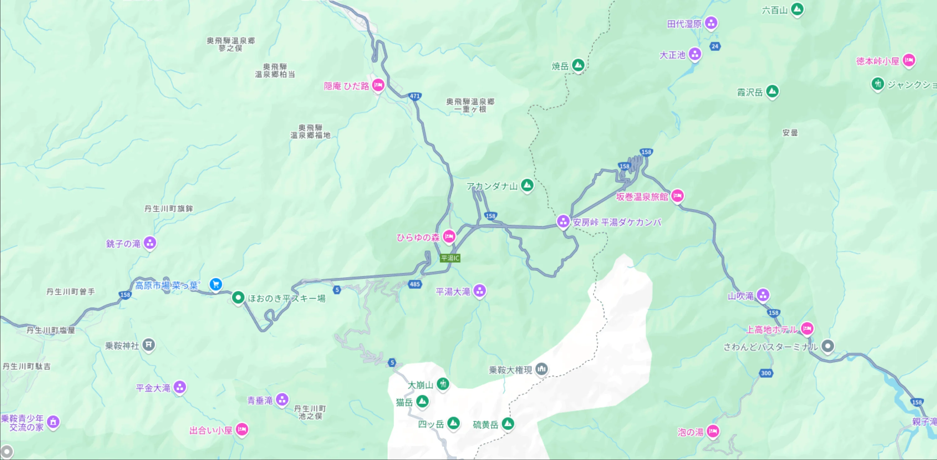 奥飛騨温泉郷 周辺マップ